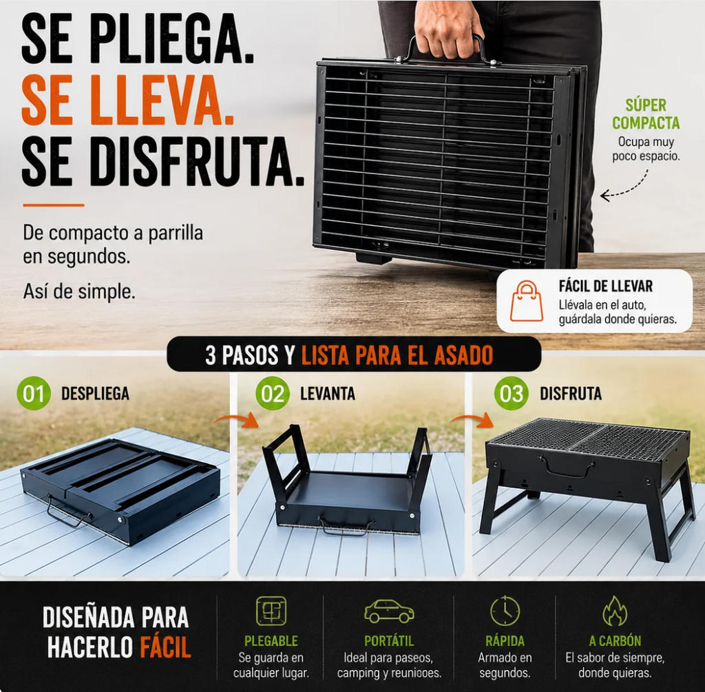 Parrilla plegable