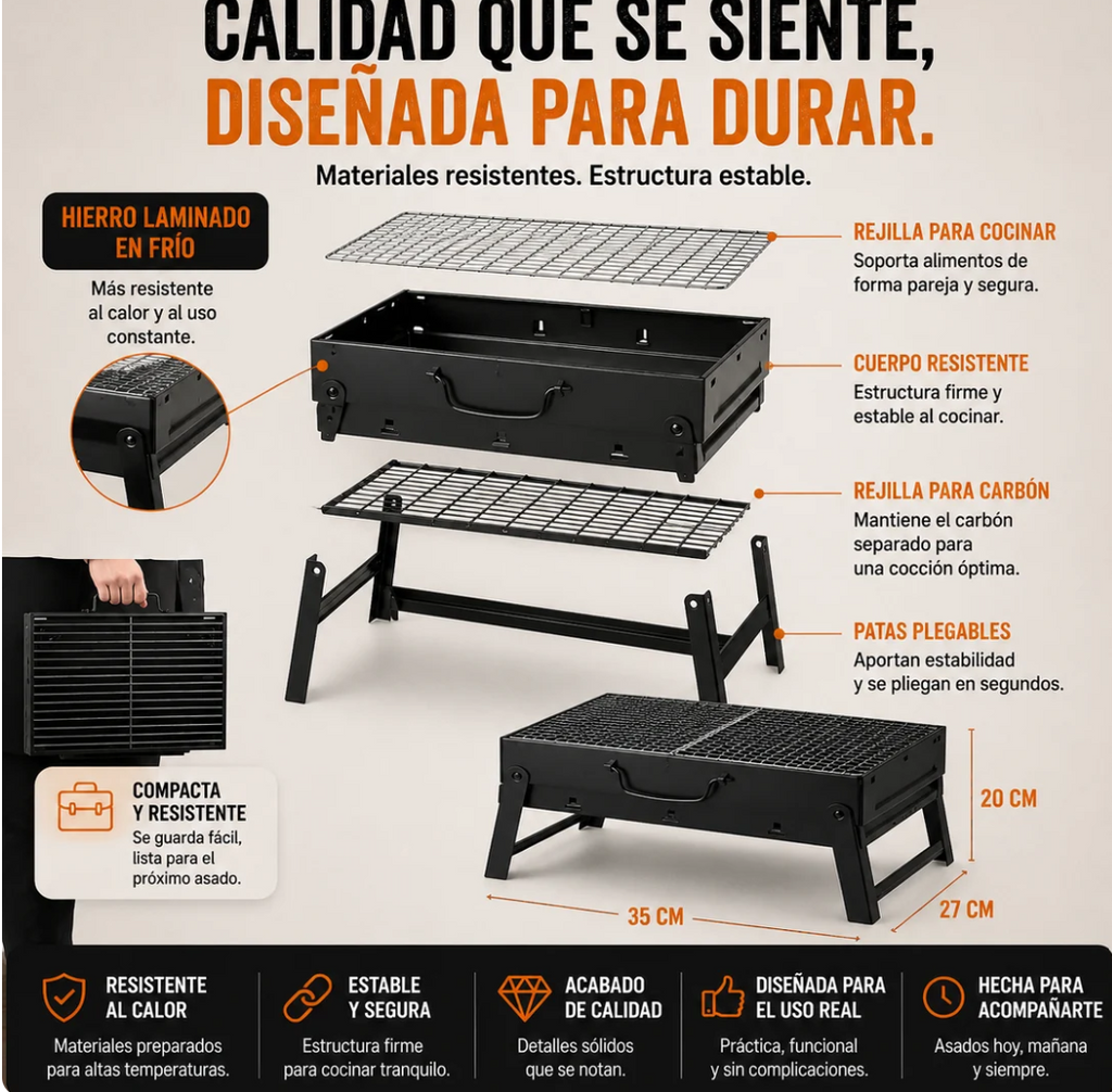 Parrilla plegable