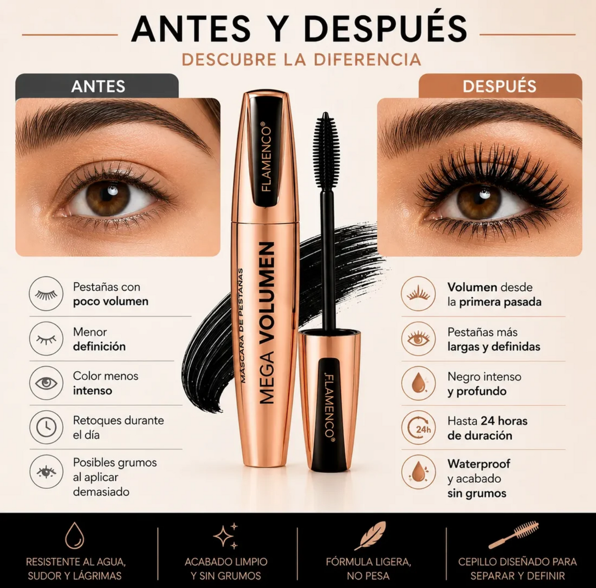 Mascara de Pestañas Flamenco® | Mega Volumen